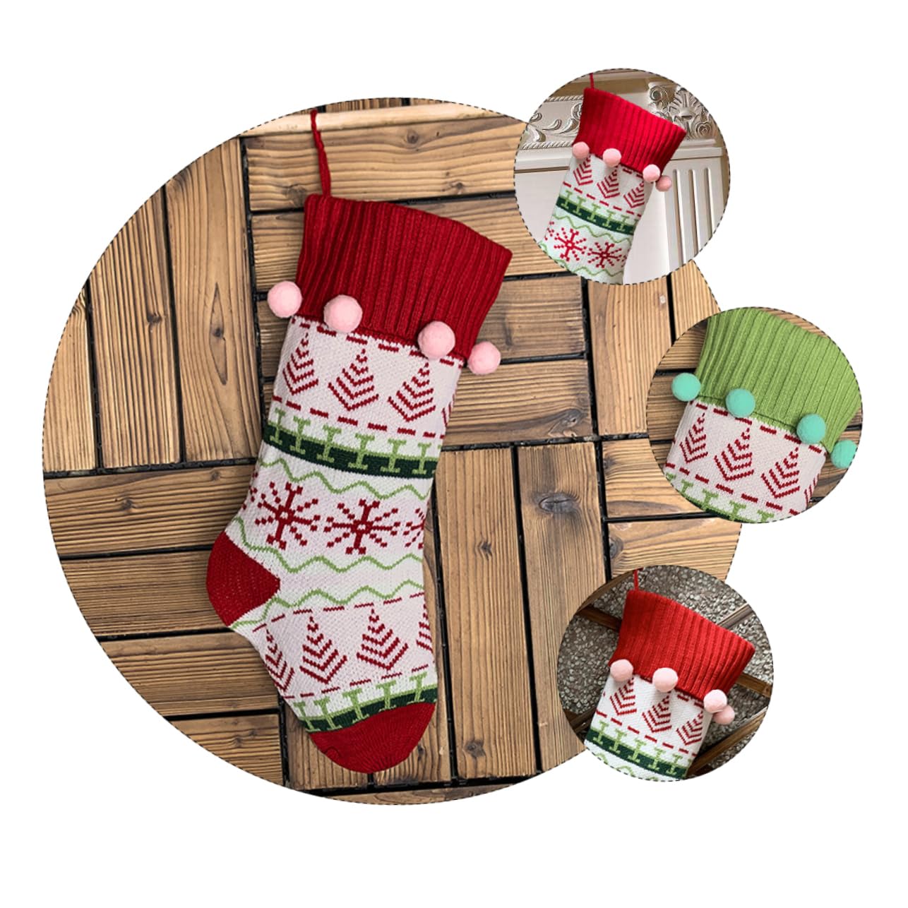 Ciieeo 3pezzi Calzini di Natale per Albero di Natale Calza della Befana Calzino Decorazione