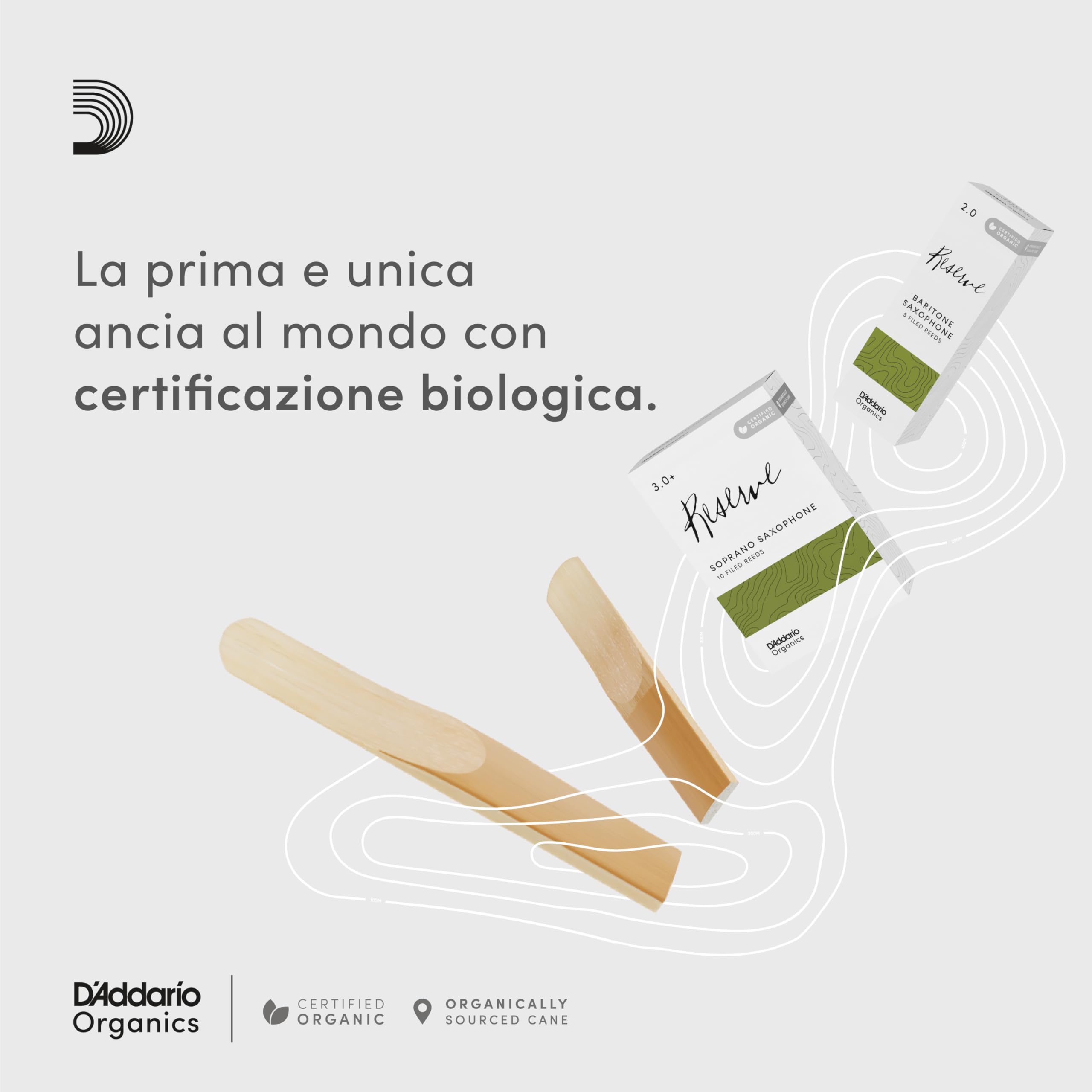 D'Addario Organic Reserve Baritone Ance per Sassofono - Ance per Sax - La prima e unica Ancia Biologica - 3.0 La Forza, 10 Pacchetto