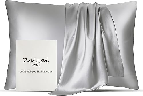 Miniatura 1 de Funda de almohada de seda de morera 100 % pura para cabello y piel, 25 momme 6A+ de seda de grado 6A+ con cremallera oculta, funda de almohada de