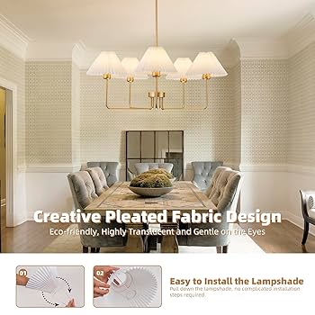 「quaitylife」屏風　牡丹　金色 FIYUEOYI 5-Light Gold Chandelier,Mid Century Modern Dining