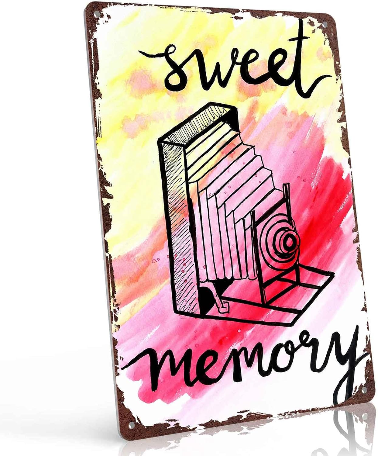 Vintage Camera Sweet Memory Metal Sign 8x12 Inch, Funny Aluminum Wall Decor for Living Room Bedroom Office Cafe Gallery Photographer Studio and Home Decor