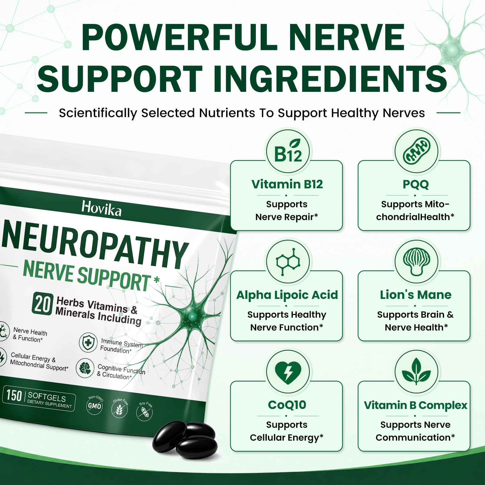 Neuropathy Support Supplement with R-Alpha Lipoic Acid 1200mg ALA – Nerve Health Formula for Nerve Support for Feet, Hands, Fingers & Legs, Sciatica Support with Vitamin B1 B6 B12–150 Softgels — Amazon image 4