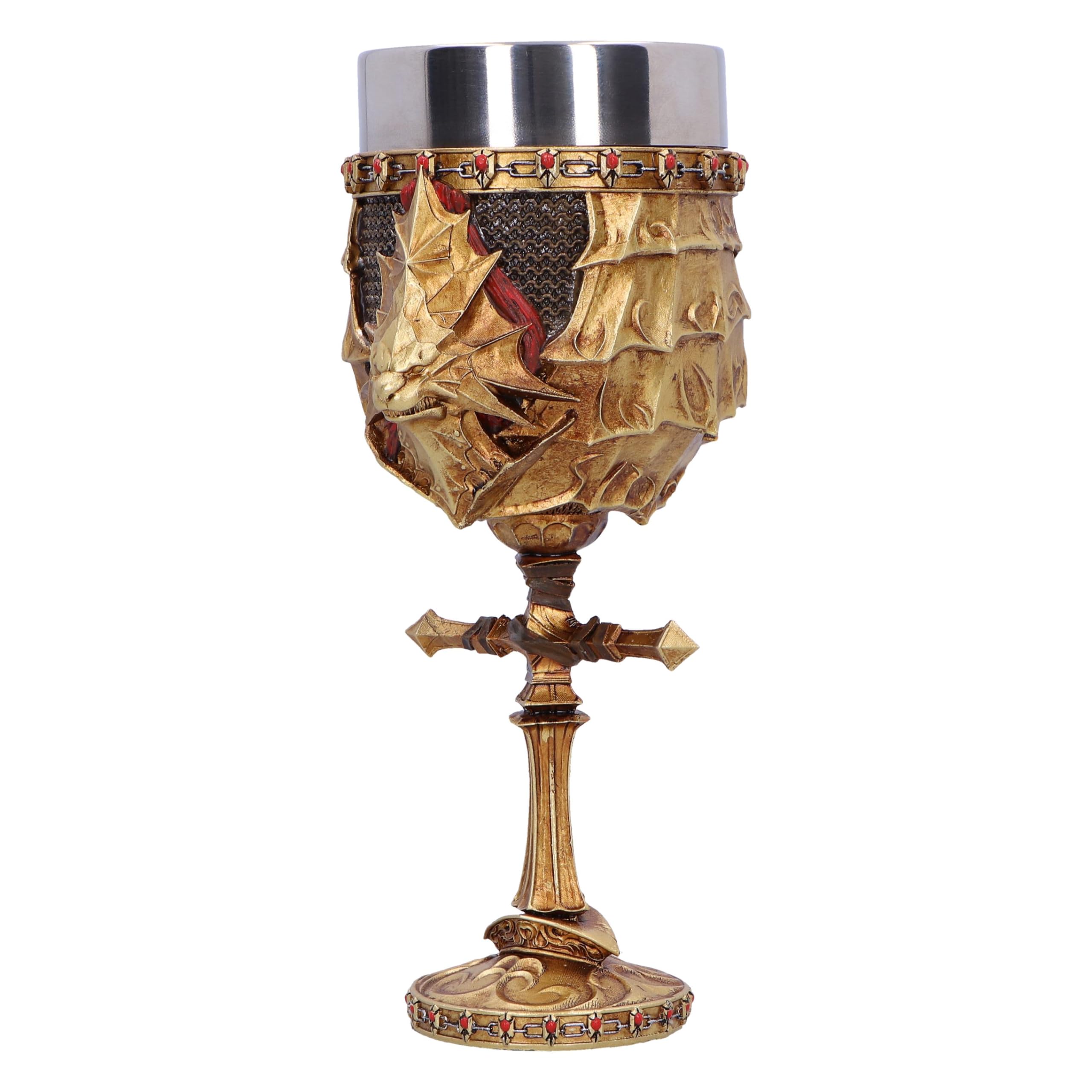 Nemesis Now Dark Souls Ornstein - Copa de 15,5 cm, resina, oro, producto oficial de Dark Souls, copa de vino Dark Souls Trilogy, inserto de acero inoxidable, fundido en la mejor resina, pintado a mano