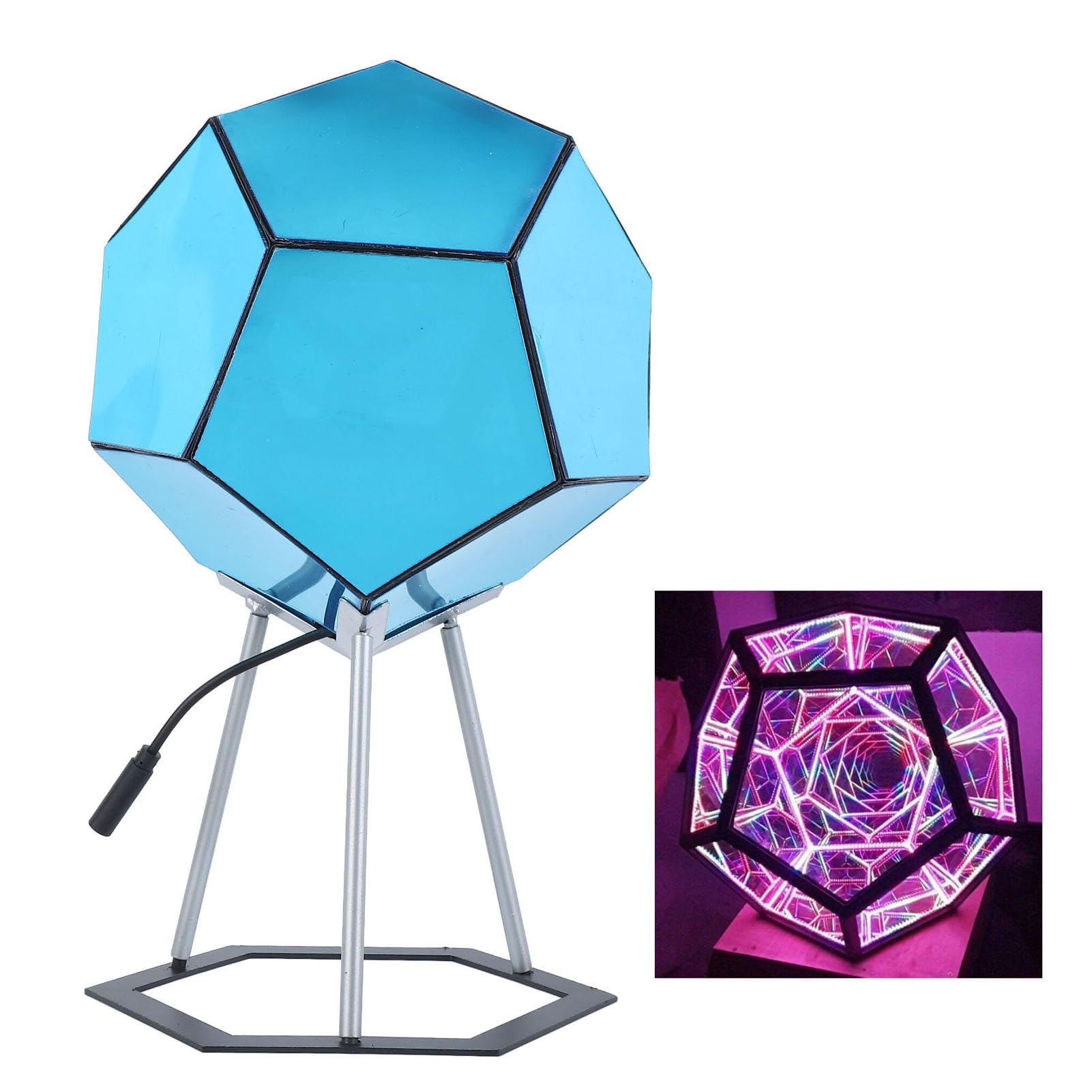 Dodekaeder-Gaming-Licht, Coole RGBW-LED-Tischlampe mit Ständer und Fernbedienung, für Partybar für Erwachsene
