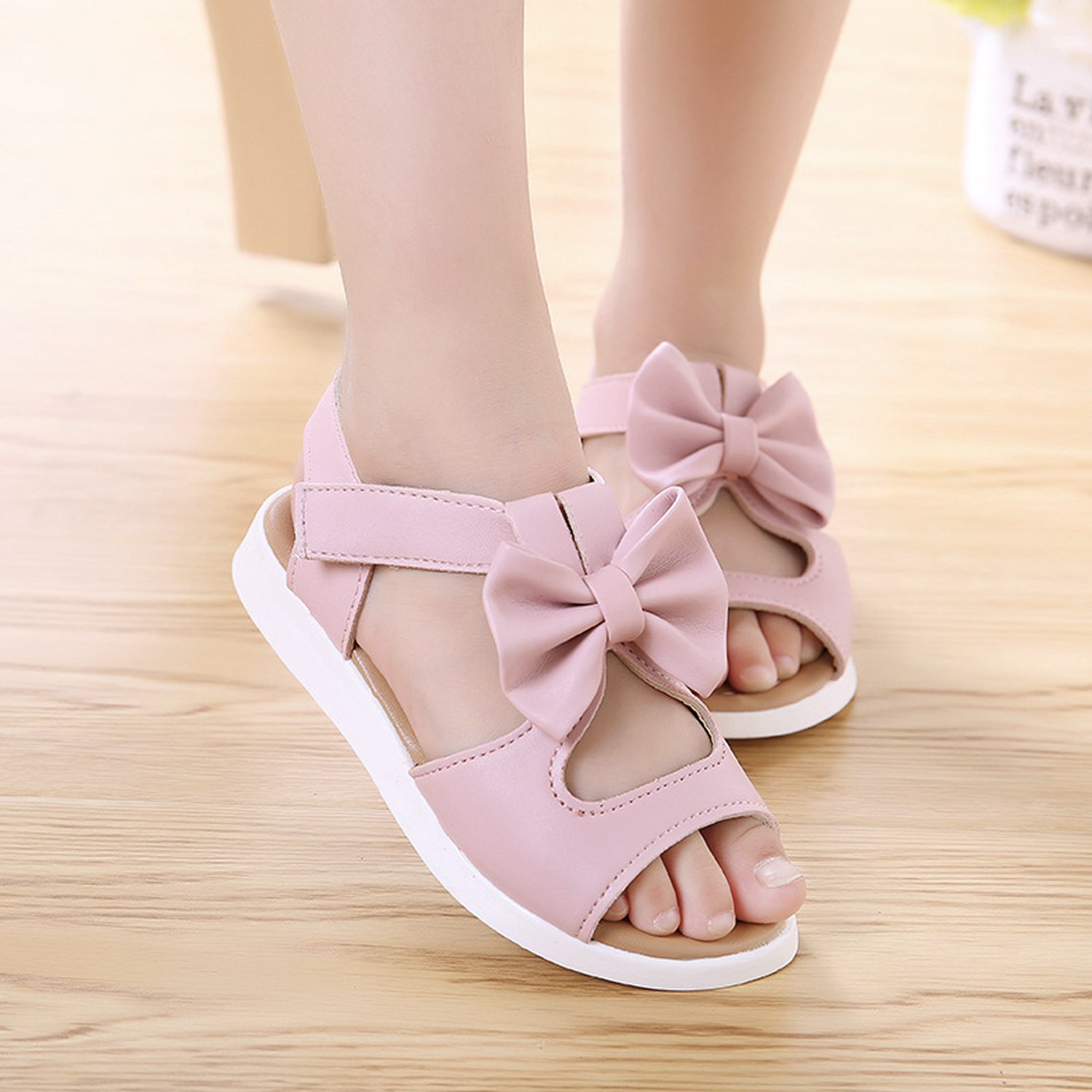 Toddler Kids Baby Girls Fashion Big Bow Summer Flat Shoes Solid Outdoor Casual Princess Sandals