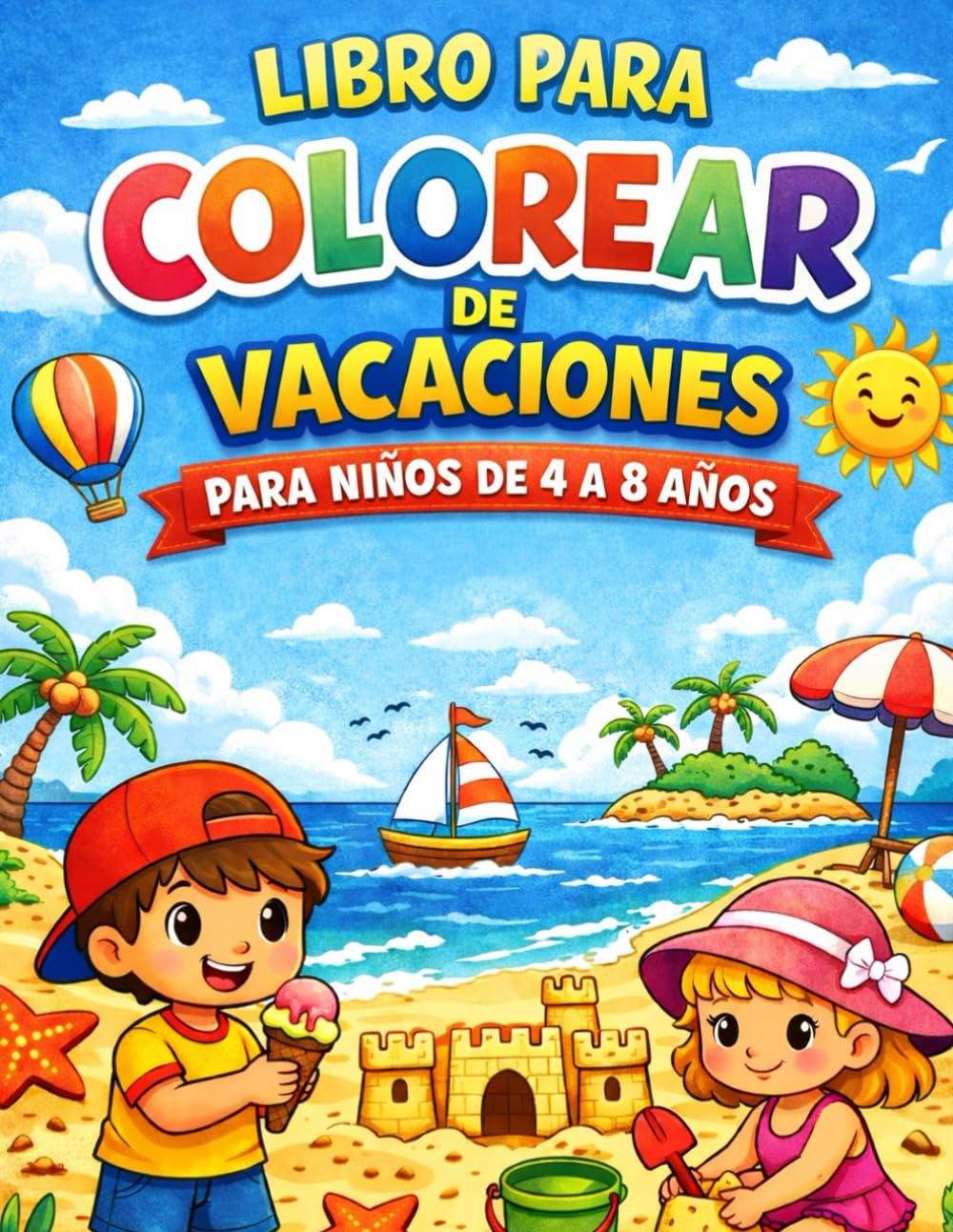 Libro para Colorear de Vacaciones para Niños de 4 a 8 Años: Momentos Felices de Vacaciones para Colorear
