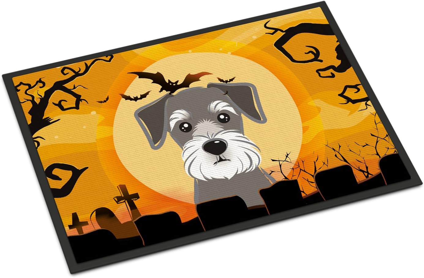 Caroline's Treasures BB1764MAT Halloween Schnauzer Doormat 18x27 Front Door Mat Indoor Outdoor Rugs for Entryway, Non Slip Washable Low Pile, 18H X 27W