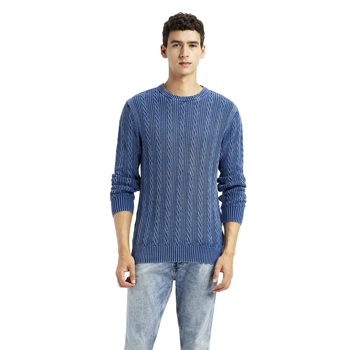Men's Blue Crew Neck Sweater-image-33