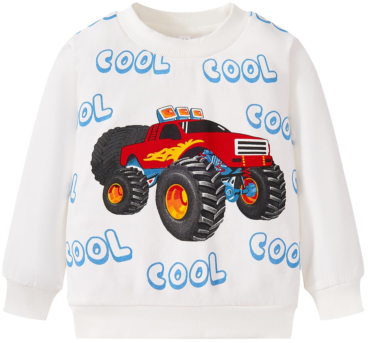 Akyzic Toddler Boys Sweatshirts Cotton Crewneck Truck Shirt Dinosaur Long Sleeve Pullover Tops Tees 2-8T