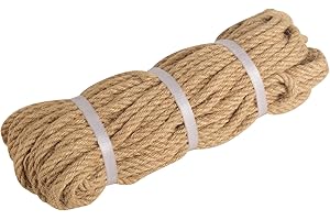 Jute Twine Rope 8mm: 100-Foot Natural Multipurpose Twine for Crafting, Cat Posts,...