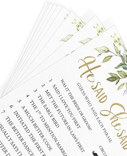 Miniatura 5 de Printed Party Juegos de despedida de soltera  He Said She Said Juego con divertidas trivias de novia y novio, actividad de ducha de boda, tema de