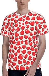 [COOLEAD] Tシャツ 赤 ハート柄 心柄 アニメ トップス シャツ 半袖 メンズ レディース 夏服 快適 個性 おしゃれ 漫画風プリント カップル着用 大きいサイズ プレゼント eefg223h