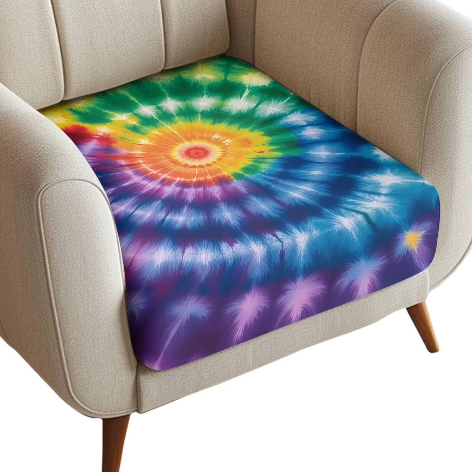 Rainbow Tie Dye Couch Cushion Covers for Sofa Non Slip Sofa Cushion Cover Soft with Elastic Bottom Soft Stretchy Reclining Couch Covers Furniture Protector for Living Room L