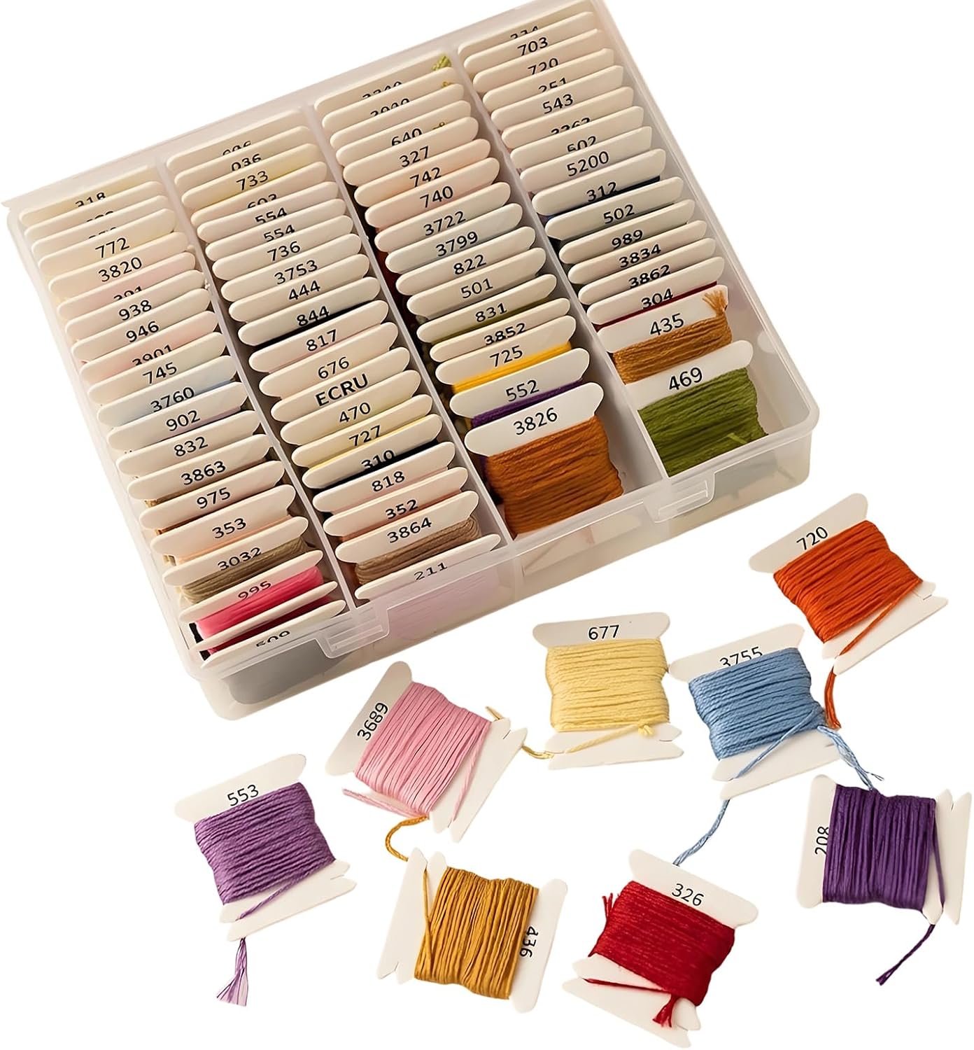 80 Color Polyester Sewing Thread with Organiser Case for Sewing Machine Hand Stitching 4.37Yard Each Embroidery Floss Portable Thread Storage Case