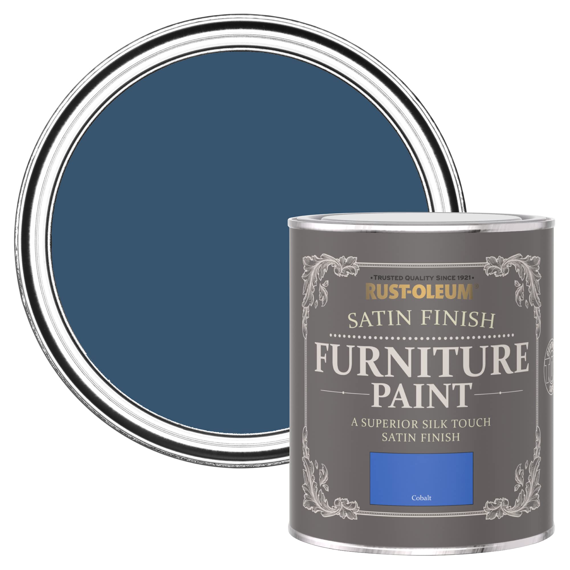 Rust-Oleum Blue Furniture & Skirting Board Paint in Satin Finish - Cobalt 750ml,