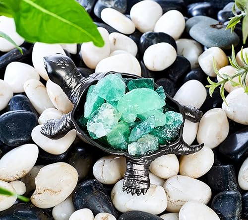 Miniatura 3 de DUQGUHO Figuras de decoración de tortugas, regalos para mujeres, cristal de fluorita, bonita estatua de tortuga, decoración espiritual, 1 unidad