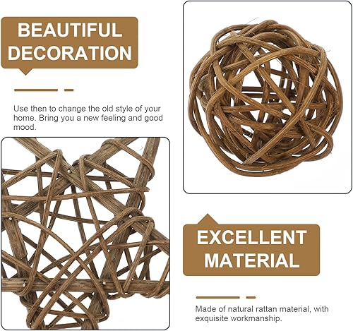 Miniatura 6 de Bolas de mimbre decorativas naturales, bolas de ratán de mimbre de estrella, 9 piezas, relleno de jarrón, ramitas decorativas, esferas para cuencos