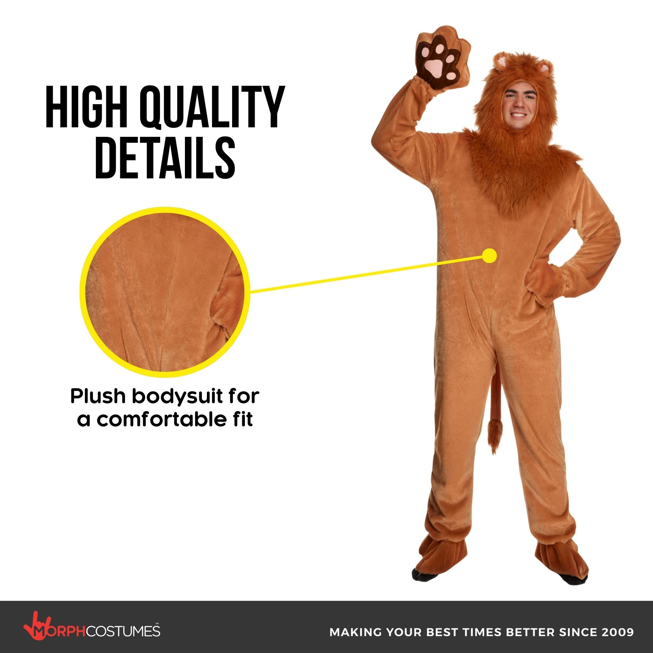 Morph Löwenkostüm für Erwachsene, Tier Jumpsuit, Perfekt für Partys, Halloween, Cosplay und Events