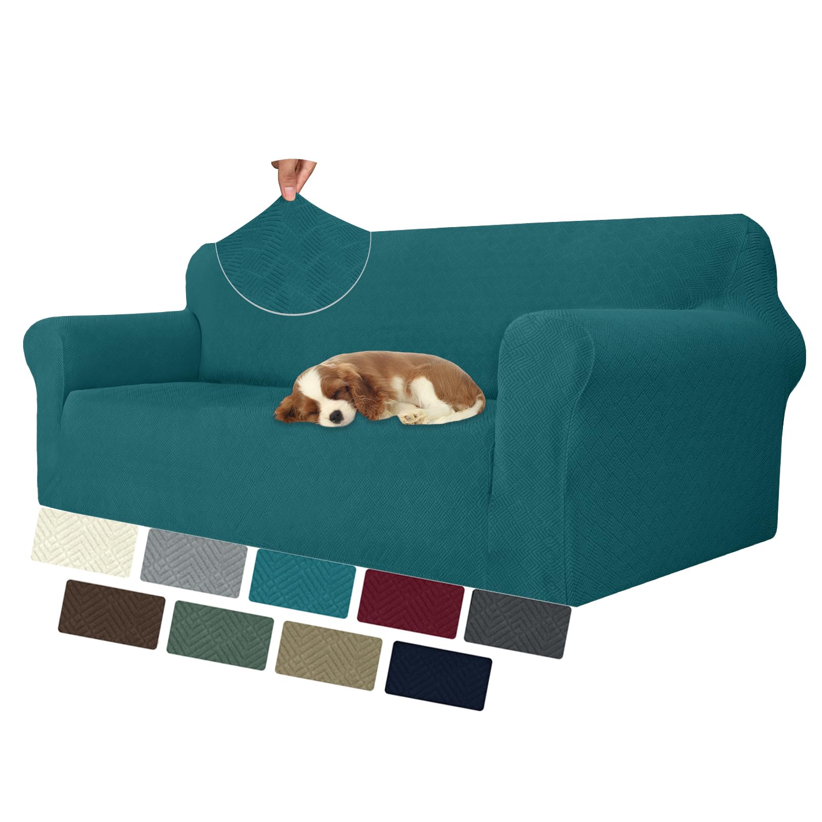 MAXIJIN Elastic 3 Seater Sofa Covers (71"-91", Universal Couch Cover With Armrests, Modern Stretch Cat Anti-Scratch Covers, Washable Non-Slip Slipcovers (Blackish Green, 3 Seater)