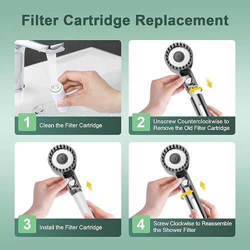Miniatura 6 de Filtro de ducha para cabezal de ducha de mano, paquete de 2 filtros de repuesto de 18 etapas para agua dura, elimina cloro y sustancias nocivas