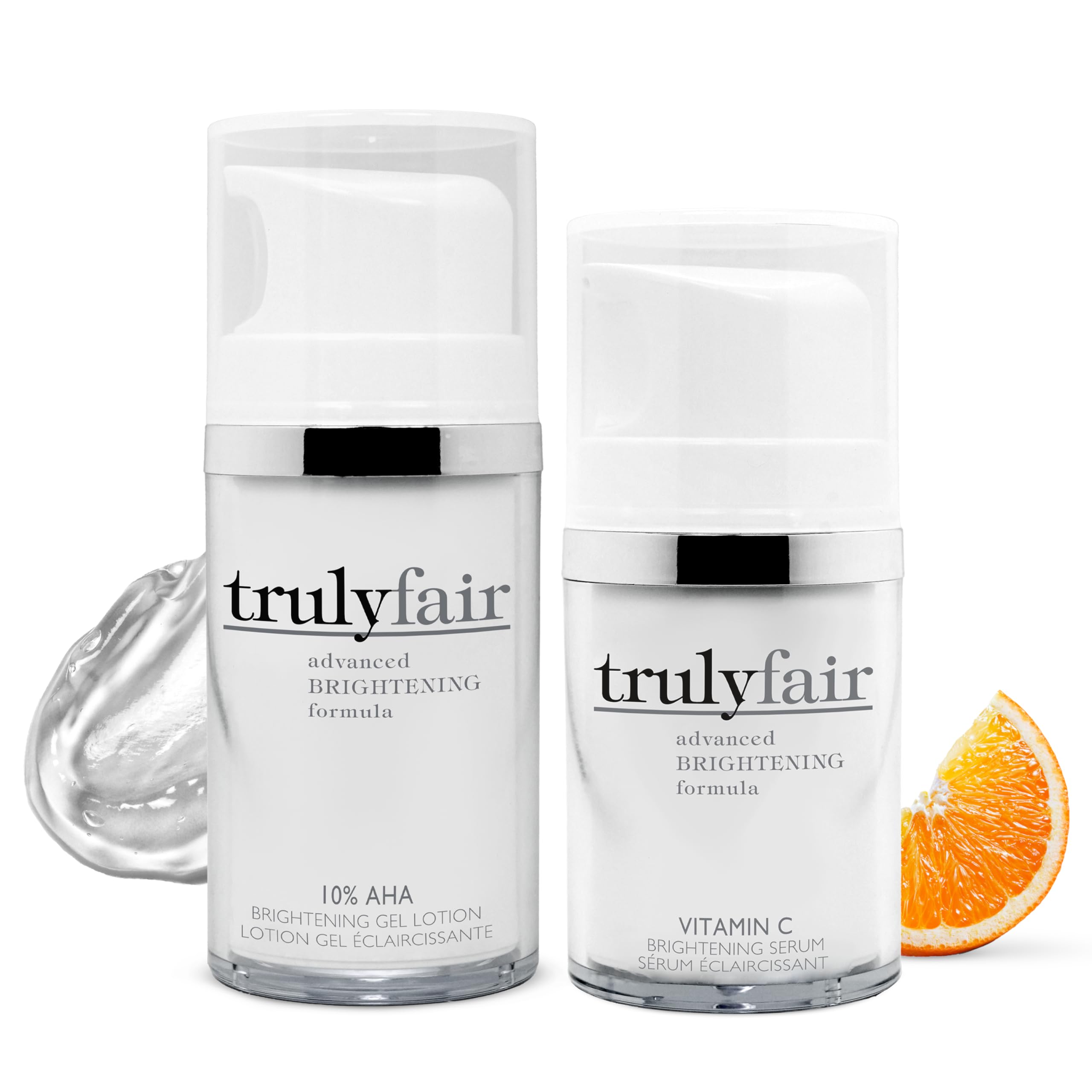 Truly Fair Face Brightening Starter Kit – 1.7 fl oz Gel Lotion & 1 fl oz Serum – Skincare Essential Brightening Kit - Anti-Wrinkle Serum - Hydrating, Anti-Ageing Cream - Vitamin C Skincare for Women