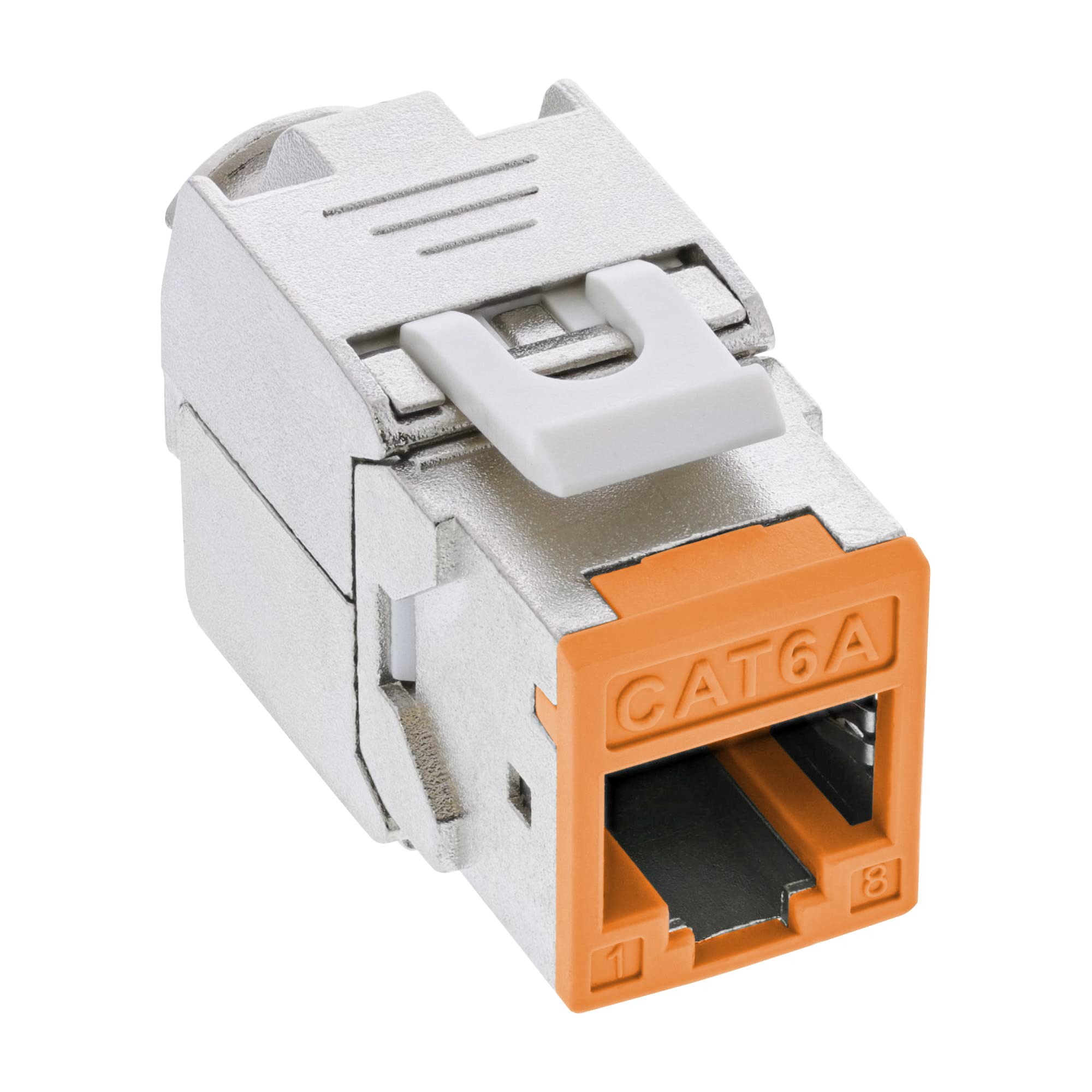 InLine® Keystone RJ45 Socket Shielded Cat.6A Orange Pack of 8