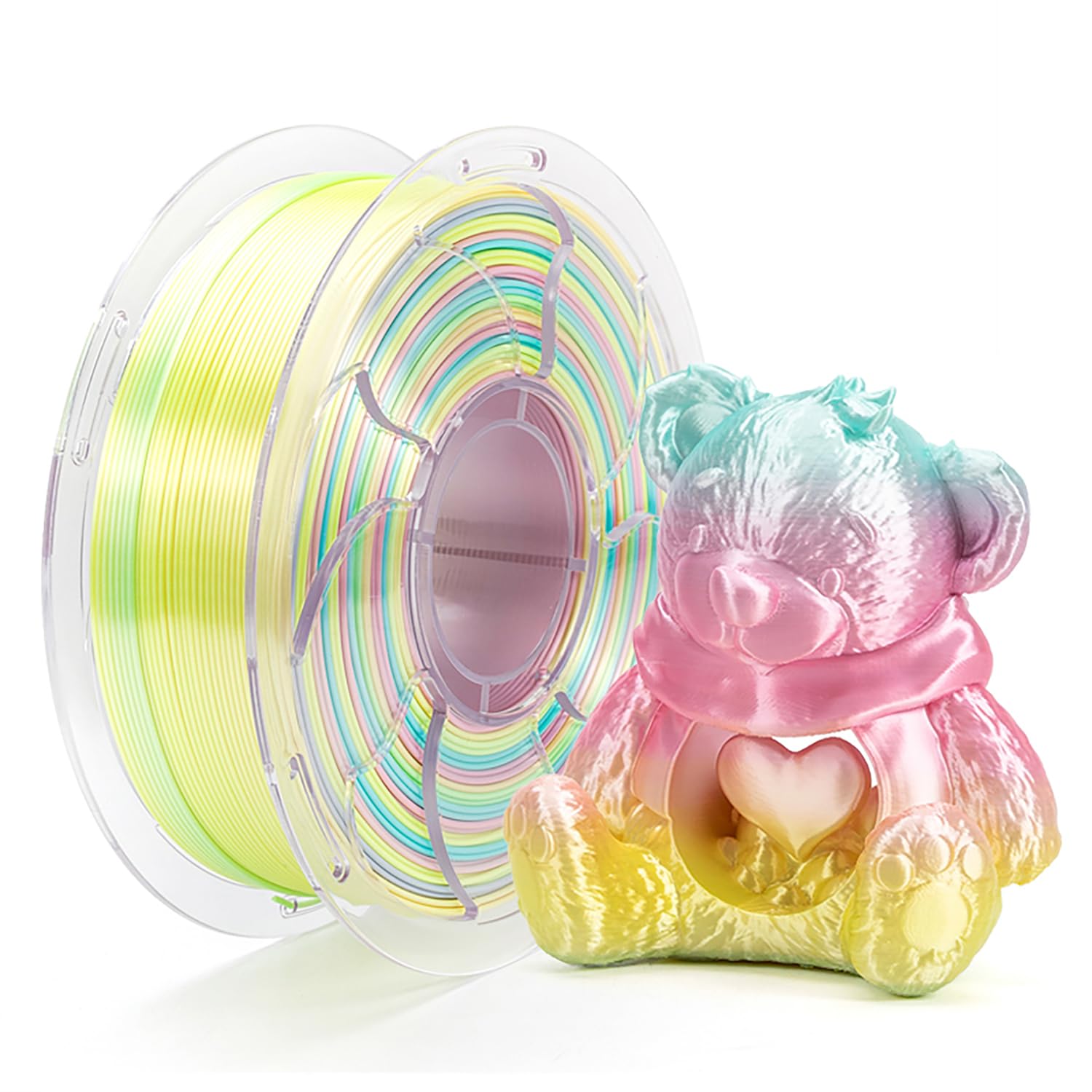 PLA Filament 1.75mm, Matte Rainbow Changing Gradient 3D Printing PLA Filament 1.75mm Dimensional Accuracy +/- 0.02 mm, 1 KG Spool (2.2lbs), Candy Series Wound Fit Most FDM Printer-image-13