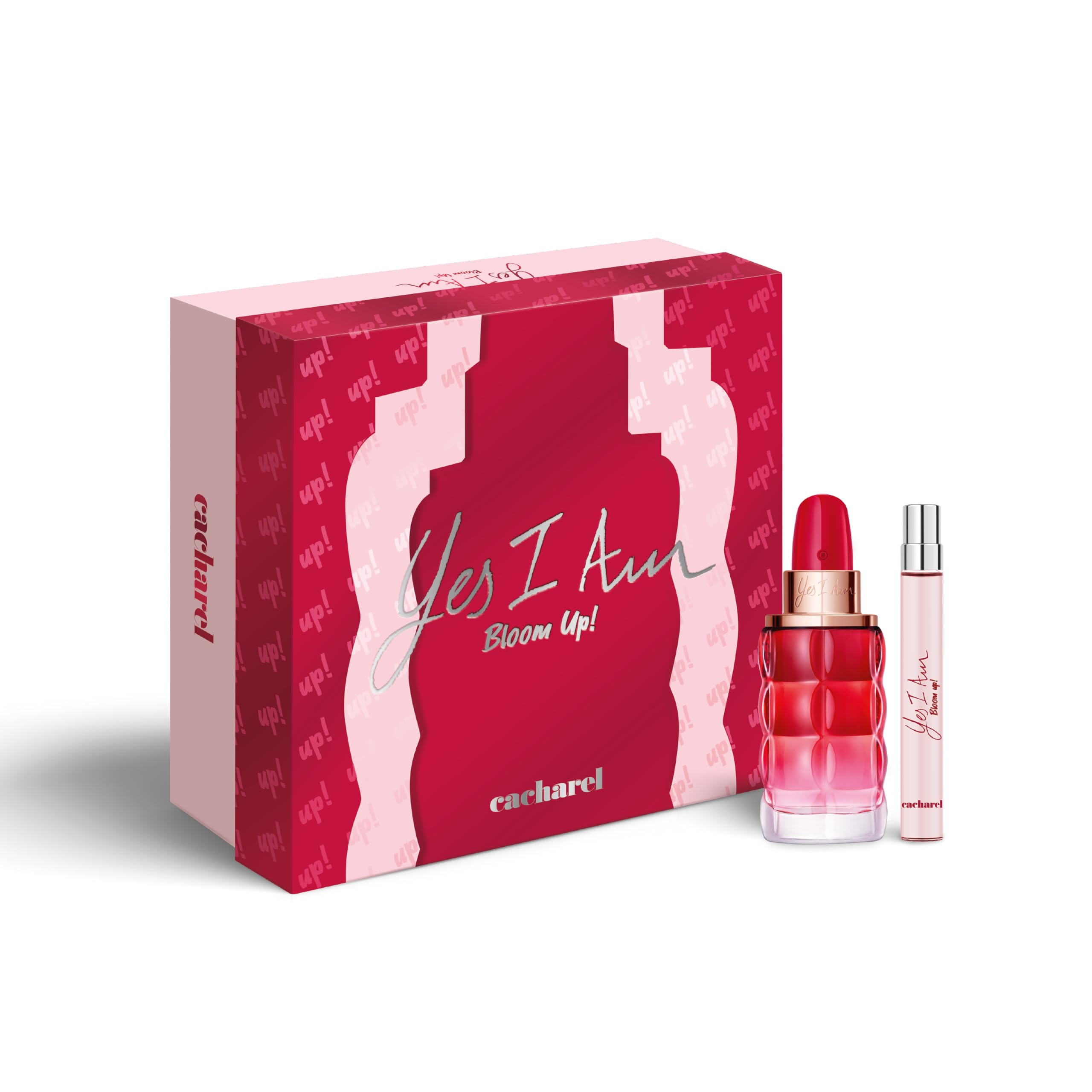 CacharelYes I am Bloom Up! 2 PC Women's Perfume Gift Set, 1.7 Fl Oz EDP + 0.34 Fl Oz Travel Spray, Fruity, Floral & Fresh Scent, Notes of Red Berries, Peonies & Sandalwood, Long-Lasting Fragrance