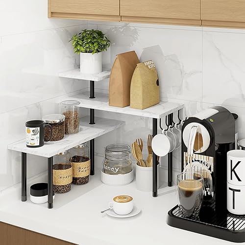 Miniatura 5 de Estante de esquina para mostrador de baño Homode, organizador de encimera de cocina de 3 niveles para sobre el fregadero, maquillaje, mesa de