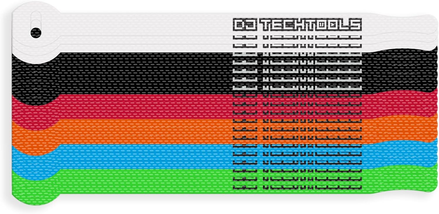 DJ TechTools Chroma Ties – 20-Pack Reusable Nylon Cable Ties | Hook and Loop Cable Straps for DJs, Studio, Home, and Travel – 5" | Multi-Color (Black, Blue, Green, Red, White)