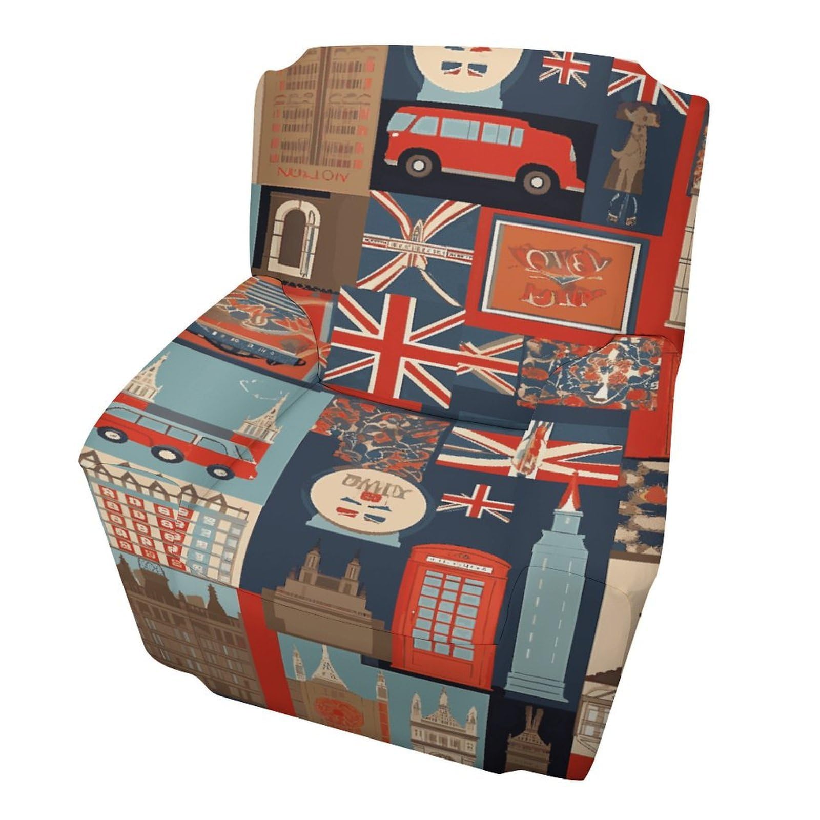 Fodpand Style England Symbols Sofa Cover Soft 1 Seater Sofa Slipcover For Pets Washable,Couch Cover With Elastic Straps Furniture Protector