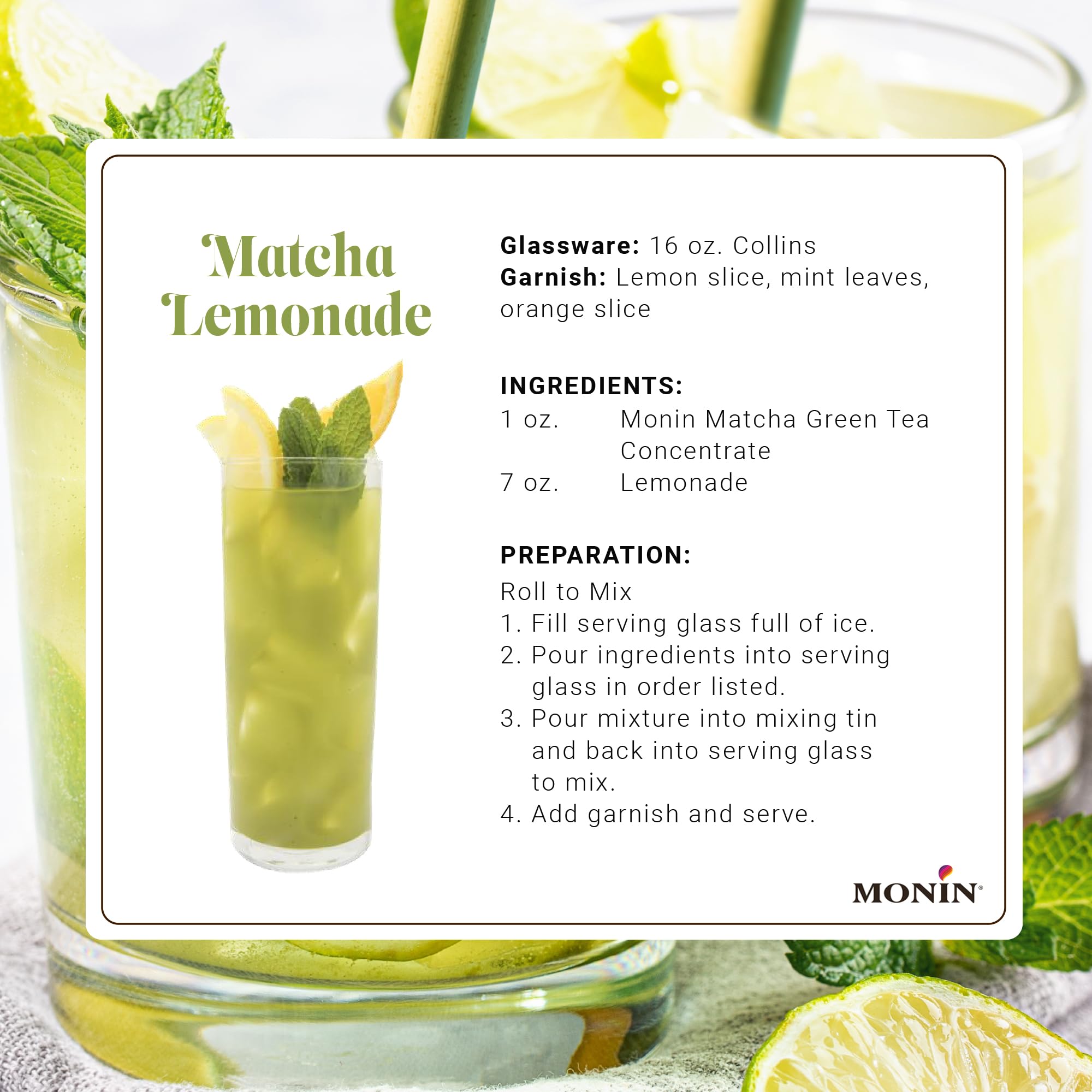 Monin - Matcha Green Tea Concentrate Made with Organic Japanese Matcha Powder 40mg Caffeine Per Serving Great for — view 3