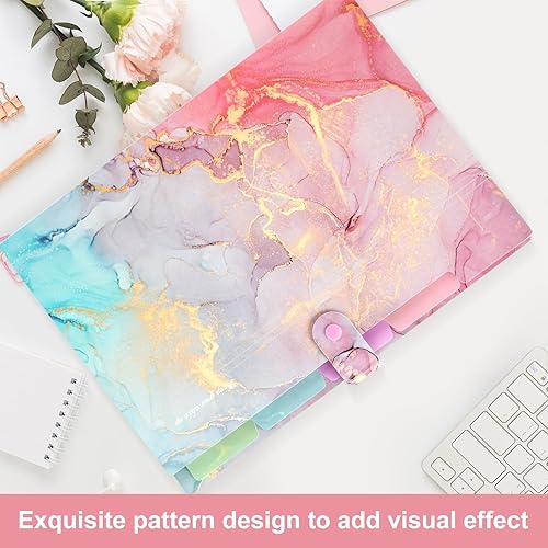 Miniatura 9 de Carpeta de archivos expansible, organizador de archivos de plástico de acordeón tamaño carta A4, 5 carpetas de bolsillo para documentos, carpeta