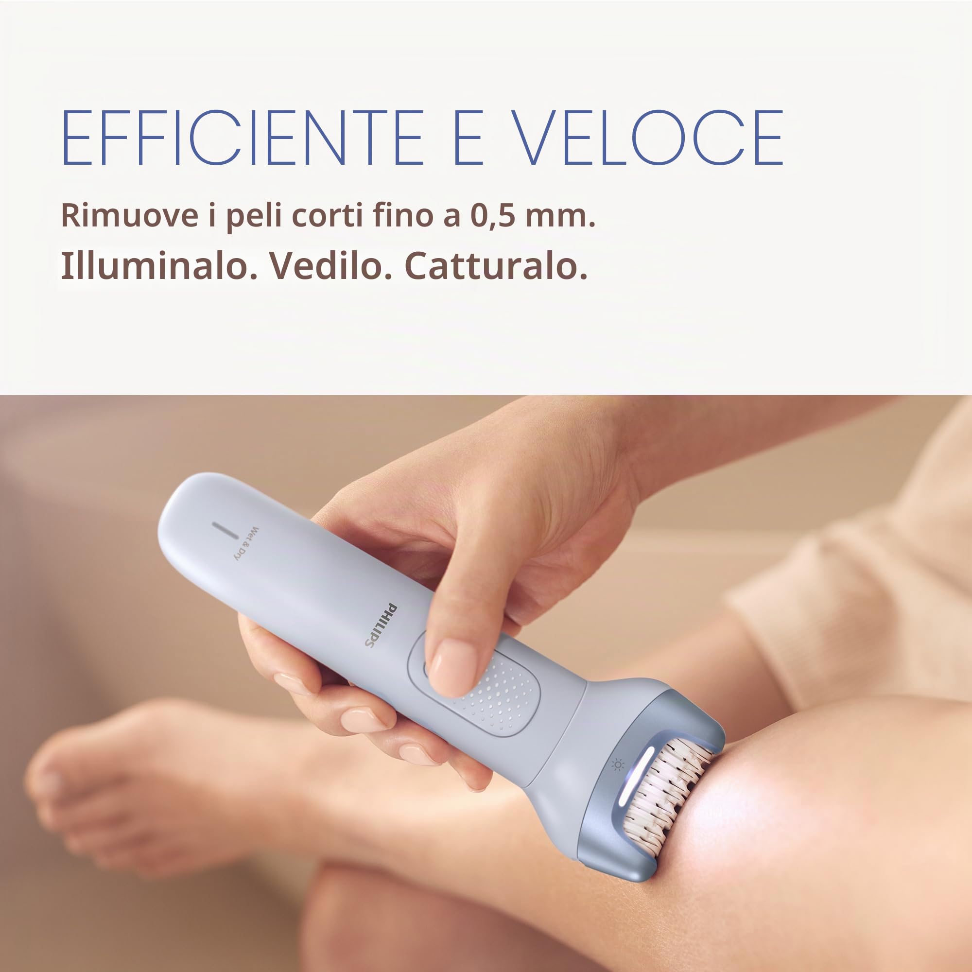 Philips Epilatore Epilatore Elettrico Senza Fili Serie 8000 - Epilatore Elettrico Wet and Dry Cordless per Gambe e Corpo, con ProGuide, 3 Accessori, 60 min Runtime, Modello BRE708/00