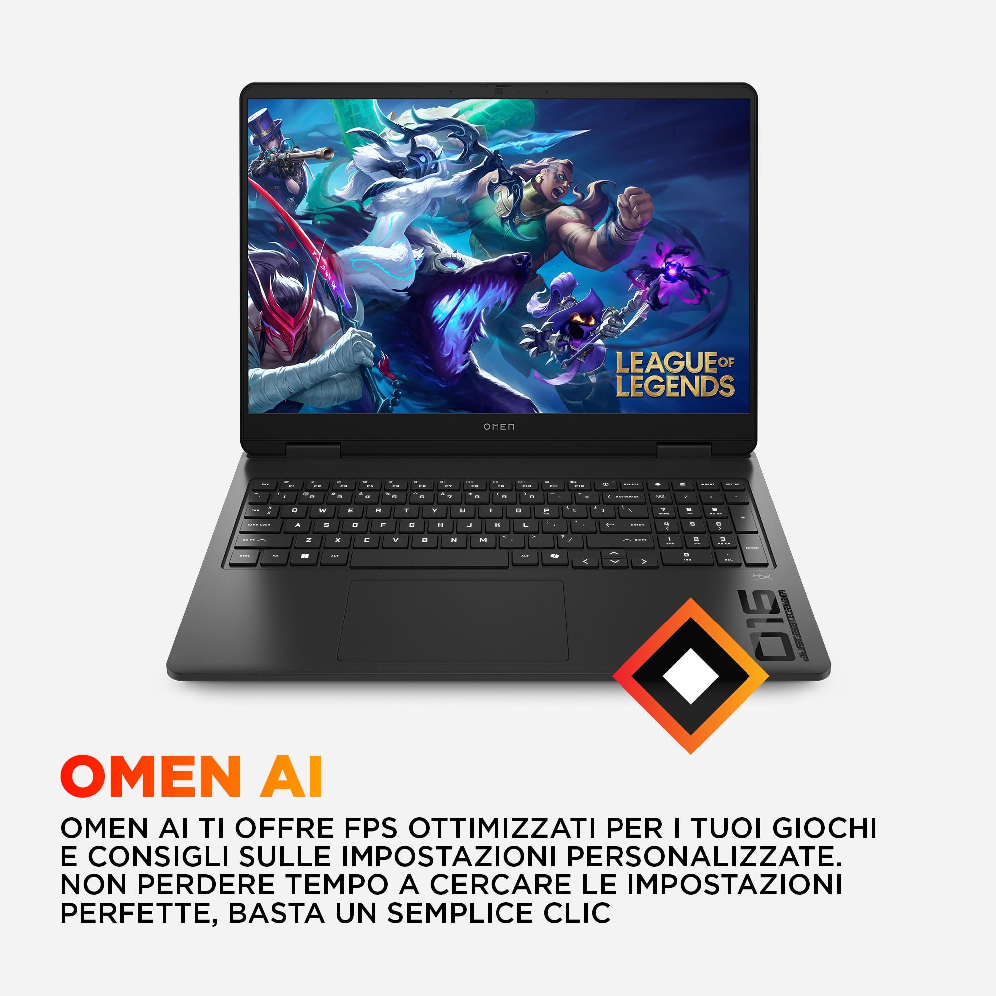 HP OMEN 16-ap0008slx, Notebook, AMD Ryzen 9-8940HX, 16 GB RAM, 512 GB SSD, NVIDIA RTX 5060 8GB, 16" 2K IPS 144Hz, Laptop, 1080p TNR IR Privacy Cam, FreeDOS 3.0, Portatile, Nero