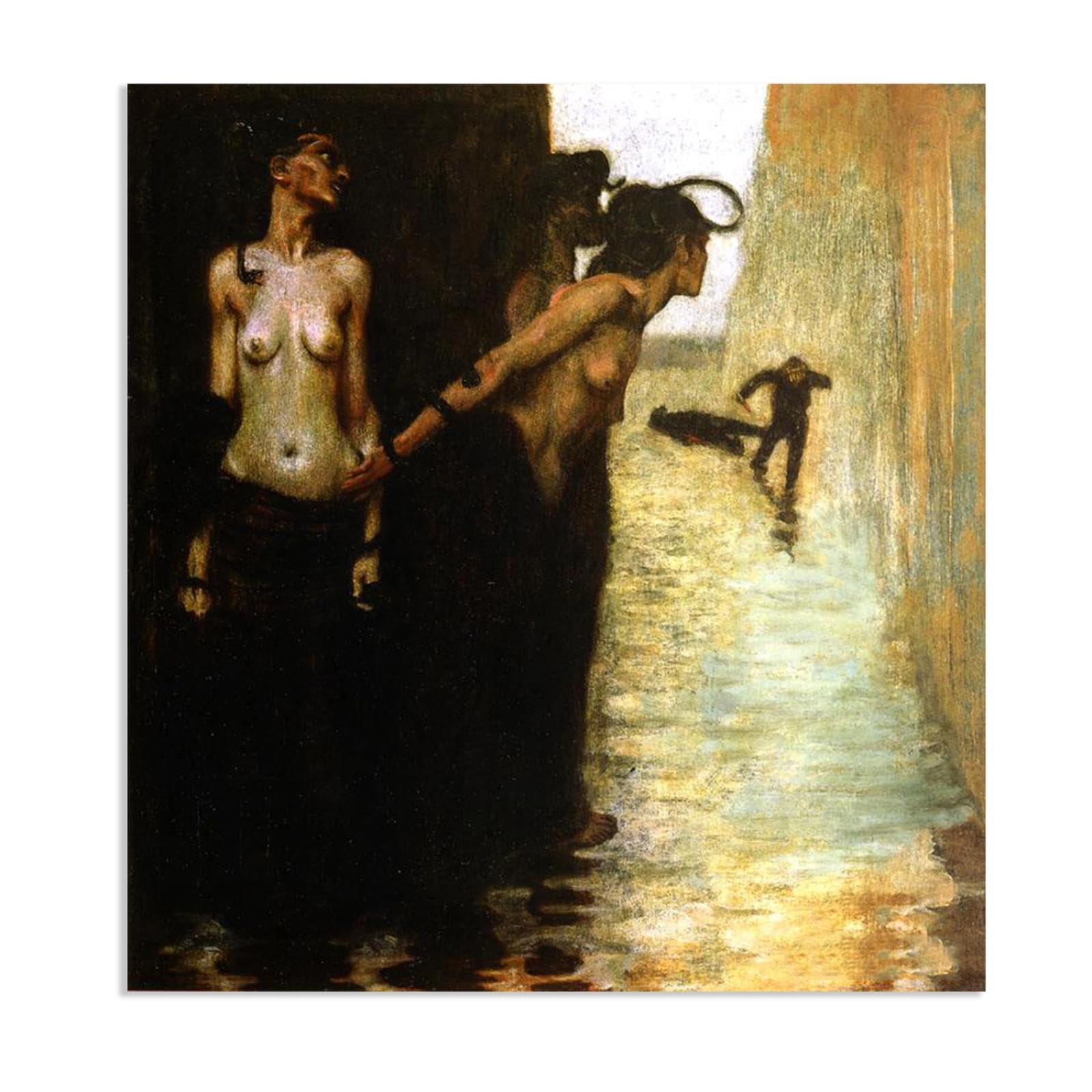 Hau3sh3a Franz von Stuck Wall Art Print The Murderer Symbolism Canvas Poster Famous Artwork Wall Decor for Living Room Bathroom Office 30x30cm(12x12in) Frameless