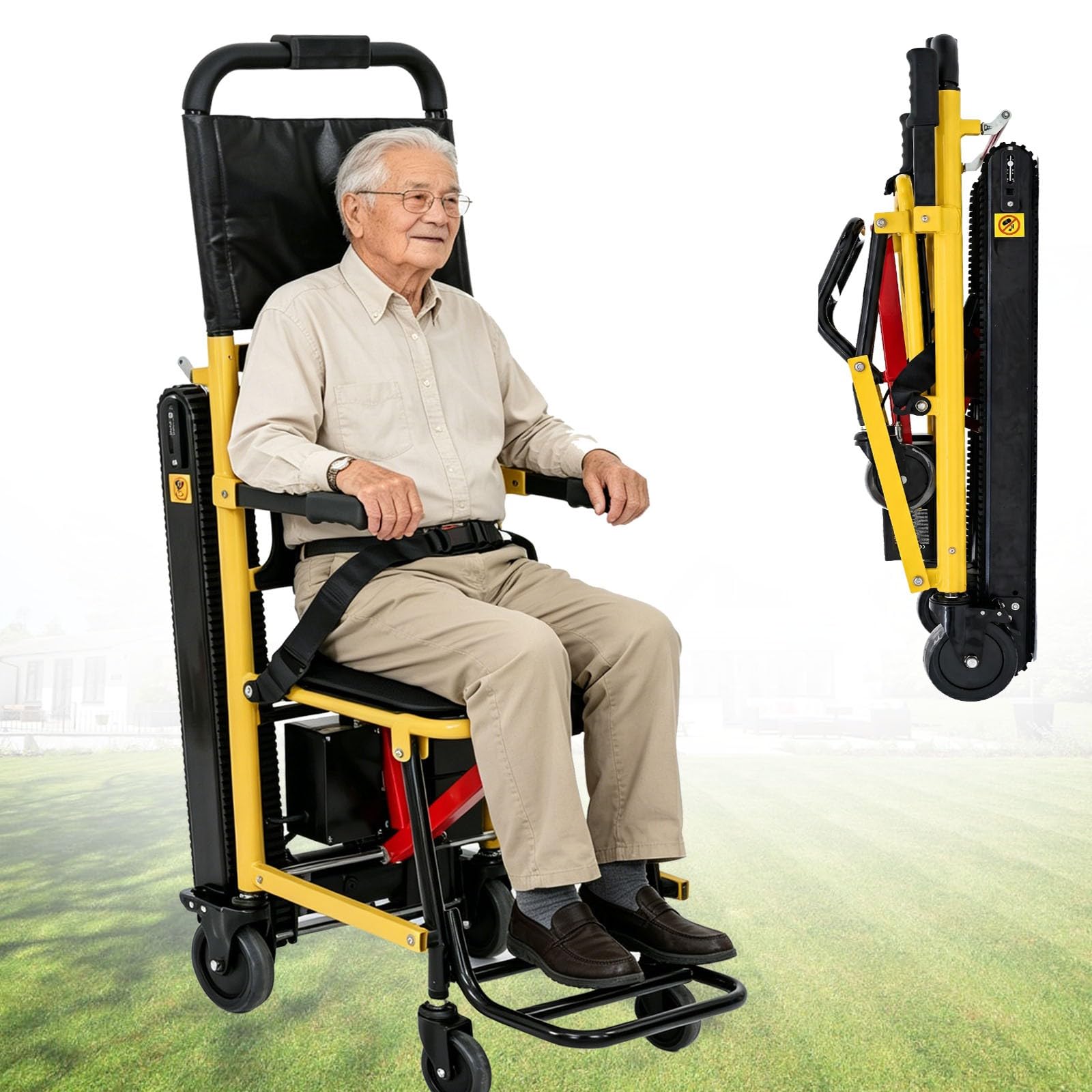 Montascale Elettrico,Carrozzina Elettrica,Telaio in Lega di Alluminio,Montascale Elettrico Cingolato,Batteria al Litio Inclusa,Peso Netto 19 kg,Facile da Trasportare 6A