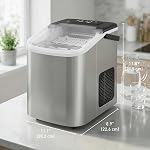 HOMCOM Comptoir portatif de fabrication de glace, 9 Cubes prêts en 7 Mins, 26lbs/24H, 2 Tailles de la balle, Machine de fabrication de glace auto-nettoyante avec poignée, scoop & Panier pour cuisine RV Camping