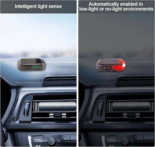 Miniatura 2 de Alarma simulada de energía solar para automóvil, luz LED antirrobo intermitente de seguridad, lámpara falsa, con puerto de cargador USB, accesorios