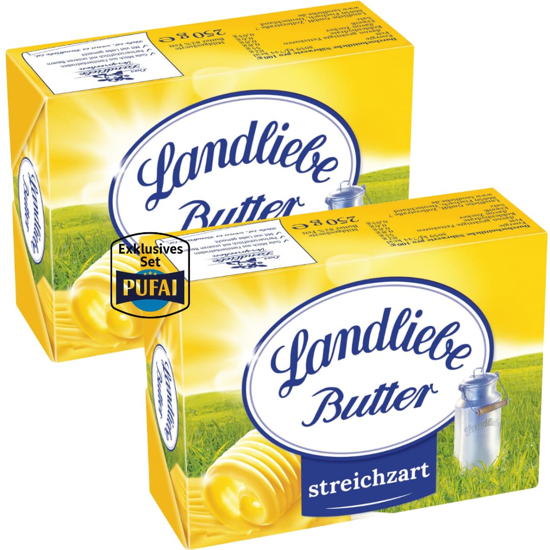 PUFAI Bundle – Landliebe Streichzarte Butter rahmig-frisch 250 g, 2er Pack | Cremige Konsistenz & Voller Geschmack
