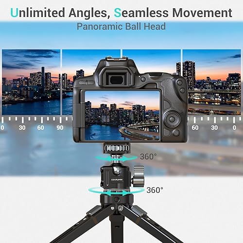 Miniatura 4 de Cabezal de bola para montaje de teléfono, cabeza de bola de aluminio con zapata fría, adaptador de base de montaje giratorio panorámico de 360 ° con