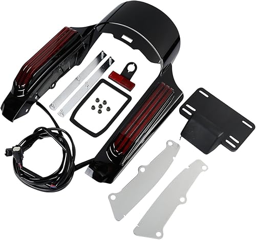 TCMT Respaldo trasero con kit de luces LED para frenos, marcha atrás y señales de giro para Harley Touring Road King, Road Glide, Street Glide,