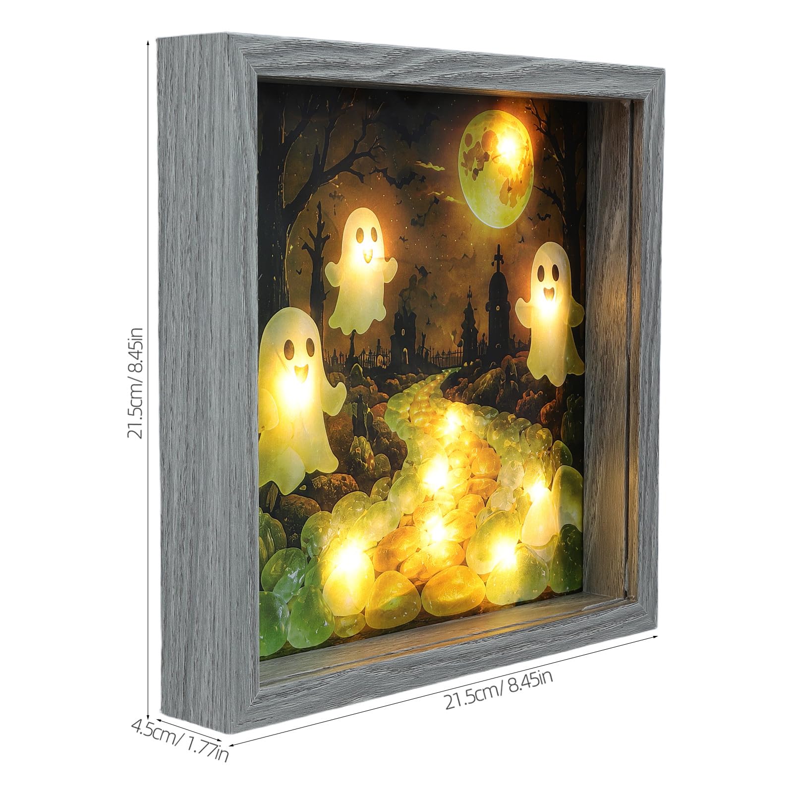 Zerodeko Marco de Fotos con Luz Led - Marco de Fotos de Madera para Halloween - Decoración de Mesa para Regalos de Cumpleaños Y Aniversario para Familiares Y Amigos