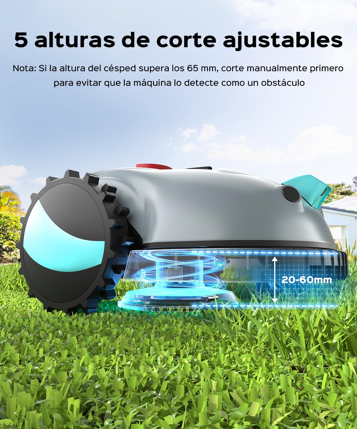 YARDCARE V100 Robot Cortacésped sin Cable Perimetral, hasta 150 m² | Navegación por visión, Instalación sencilla, No requiere RTK, Detección de 150 Obstáculos, Apto para jardines pequeños