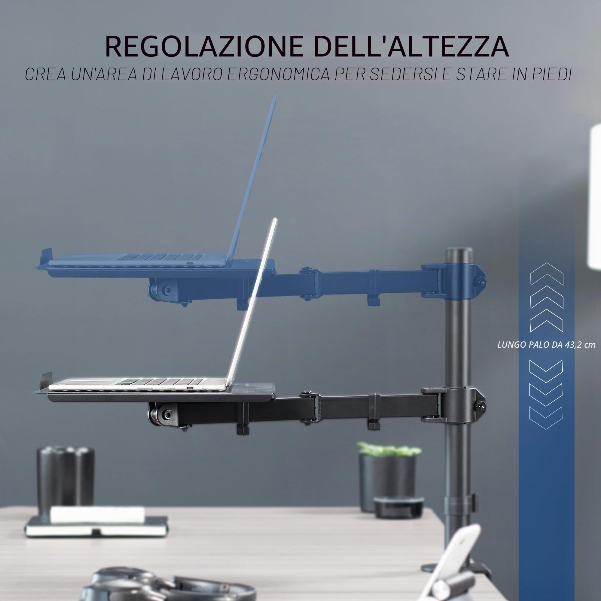 VIVO Supporto da scrivania per laptop singolo, estensione completamente regolabile con morsetto a C (STAND-V001L)