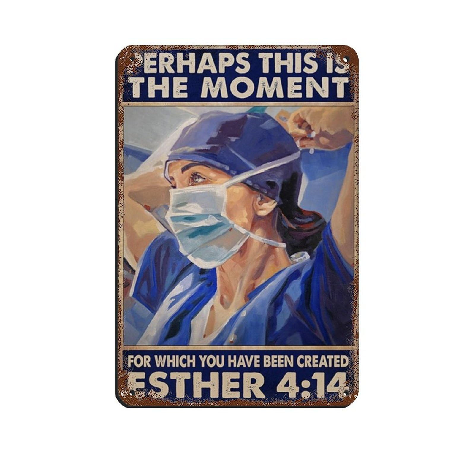 Nurse And Doctor Poster Retro Poster Metal Tin Sign Chic Art Retro Iron Painting Bar People Cave Cafe Family Garage Poster Wall Decoration 8x12inch(20x30cm)