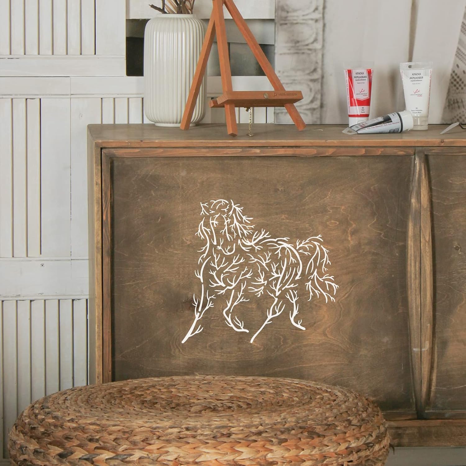 Plantillas Decorativas Plantilla De Dibujo Cabeza De Caballo 21x29.7cm - Reutilizable Para Manualidades Lienzos Para Pintar Grandes