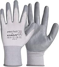 Karam HS31 Safety Gloves for Mechanical Hazards | Safety Work Gloves with White Liner with Grey Nitrile Coating | Industrial Use | Cut Resistant | Abrasion, Tear & Puncture Resistant | Size-M