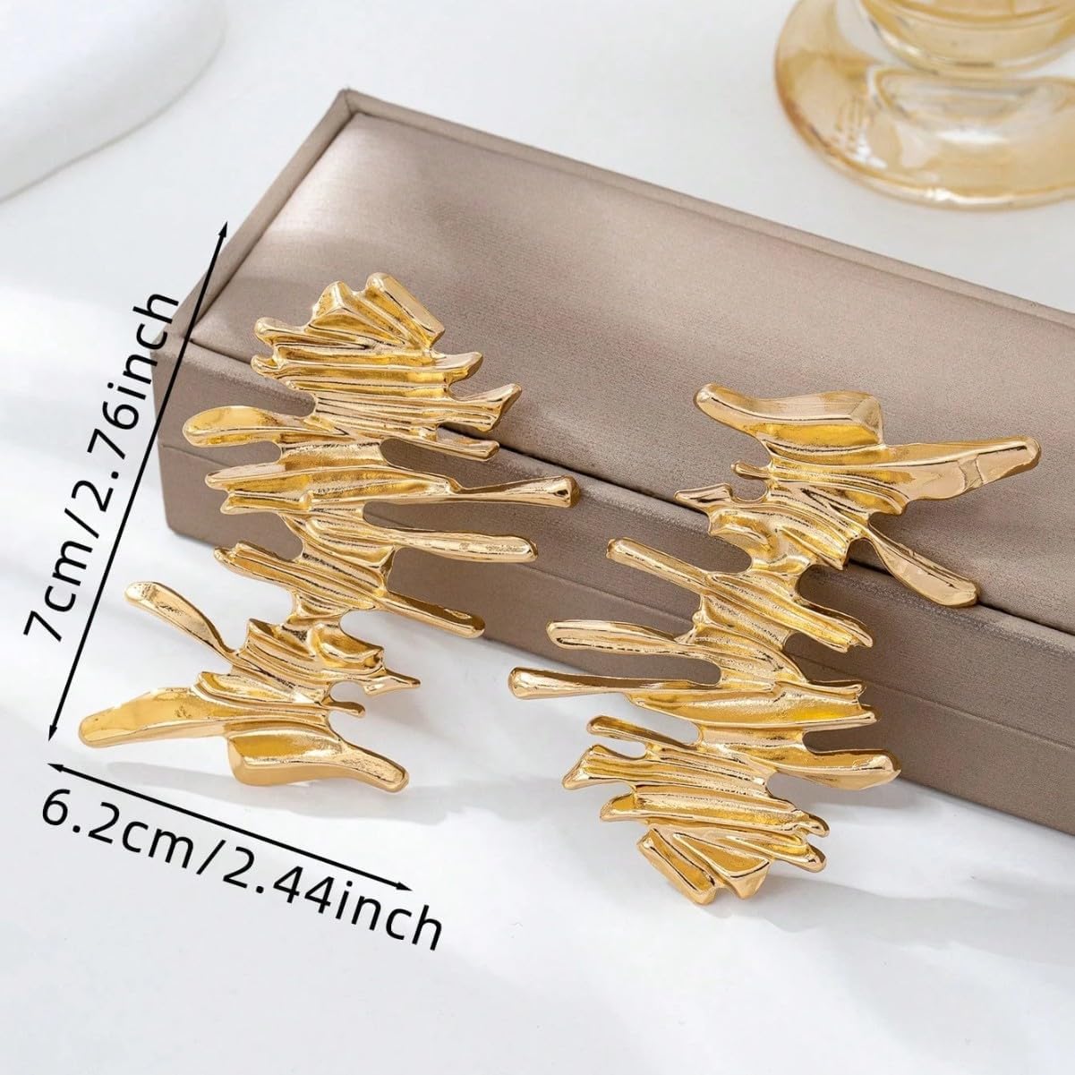 Chunky Asymmetrical Earrings for Women,Gold Statement Oversized Earring Irregular Geometric Vintage Earring Western Dangle Earrings Jewelry Gifts image 4
