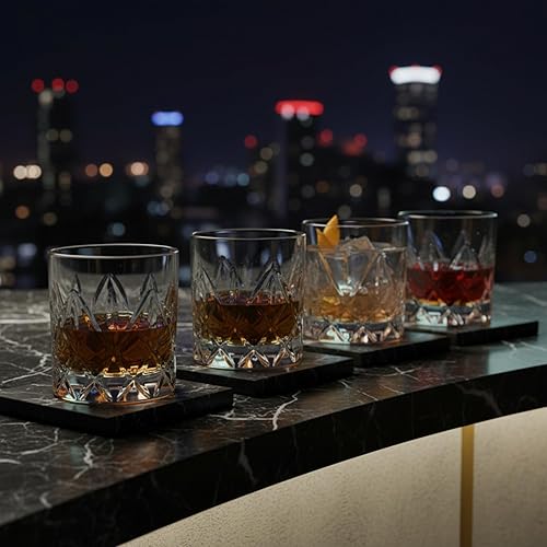 Miniatura 2 de Marquis By Waterford Fitzgerald - Juego de 4 vasos de cristal grabados personalizados para whiskyrocas para bourbon, whisky, whisky, bebidas mixtas,